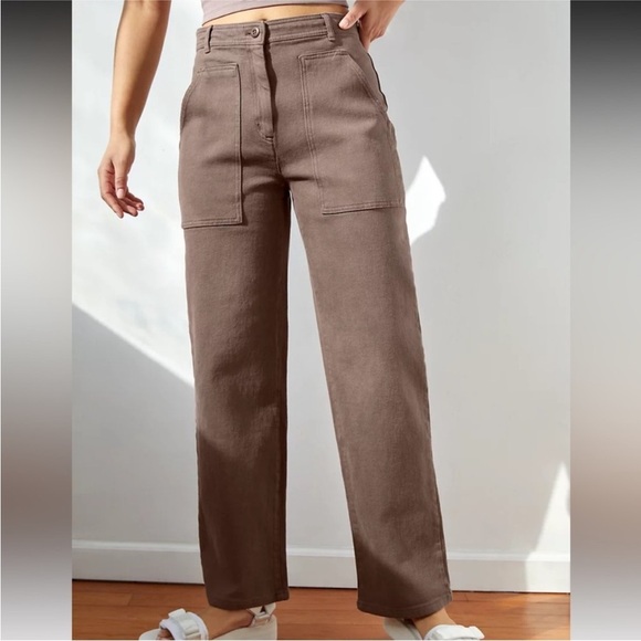 Aritzia Wilfred Free Modern Utility High Rise Pant Brown 2